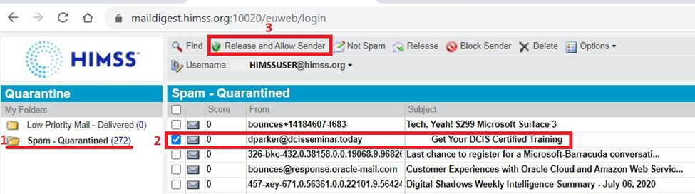 How To Allow Sender In Proofpoint – HIMSS Customer Support